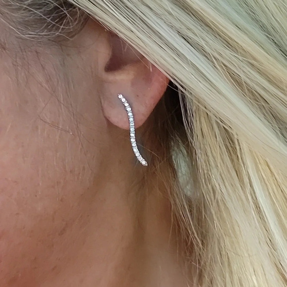 CRYSTAL CURVE EARRINGS - Picture 1 of 6